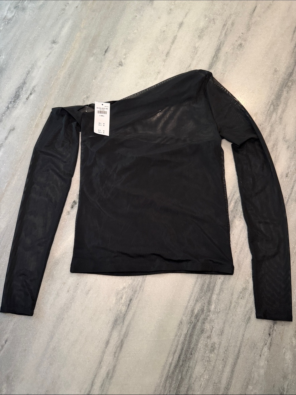 Abercrombie & Fitch Black Sheer Long-Sleeve Top
